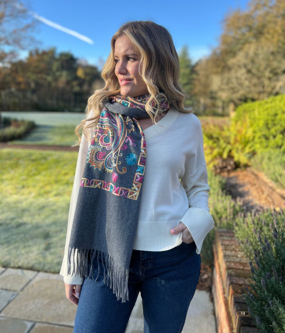 Ivory V Neck Fine Merino Wool Jumper