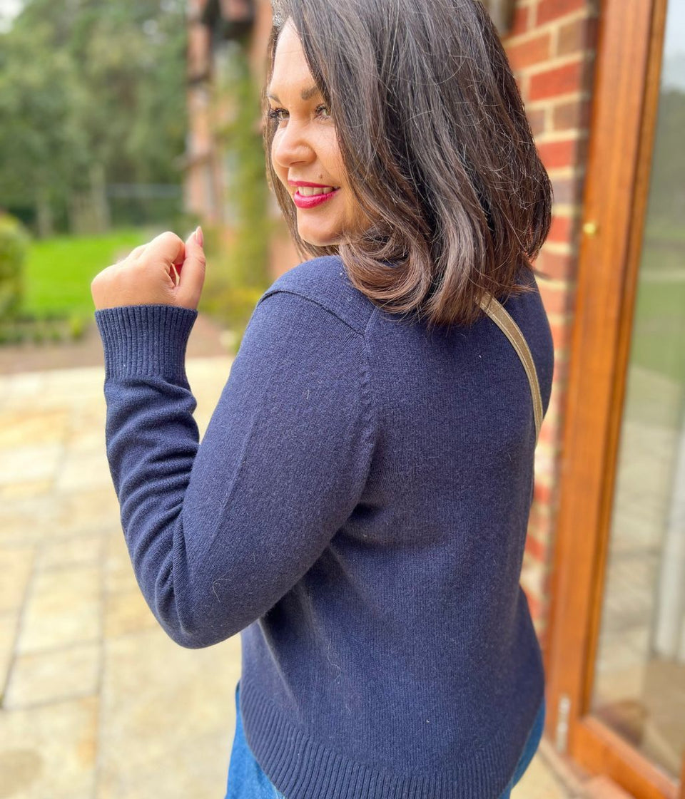 Navy Cody Wool Blend Cardigan
