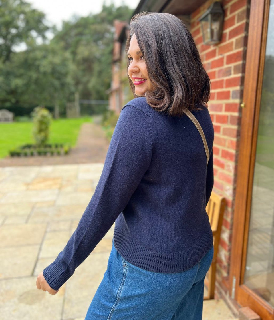 Navy Cody Wool Blend Cardigan