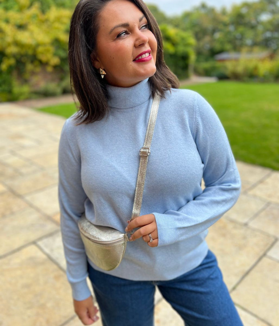 Light Blue Polo Neck Jumper
