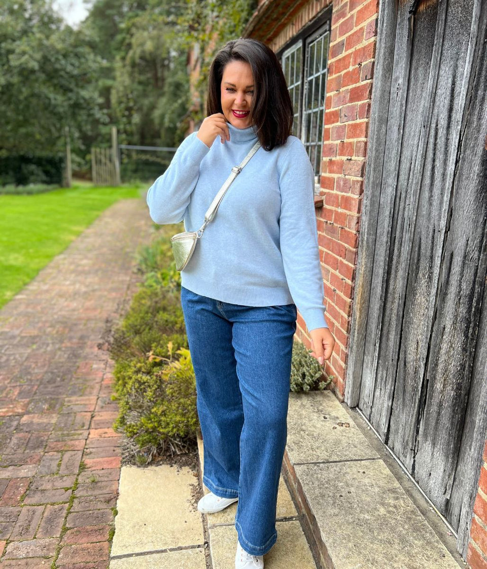 Light Blue Polo Neck Jumper