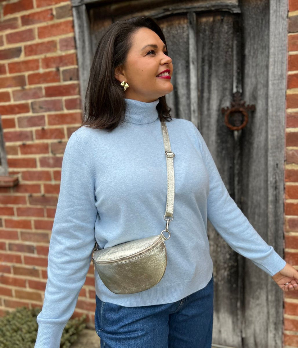 Light Blue Polo Neck Jumper