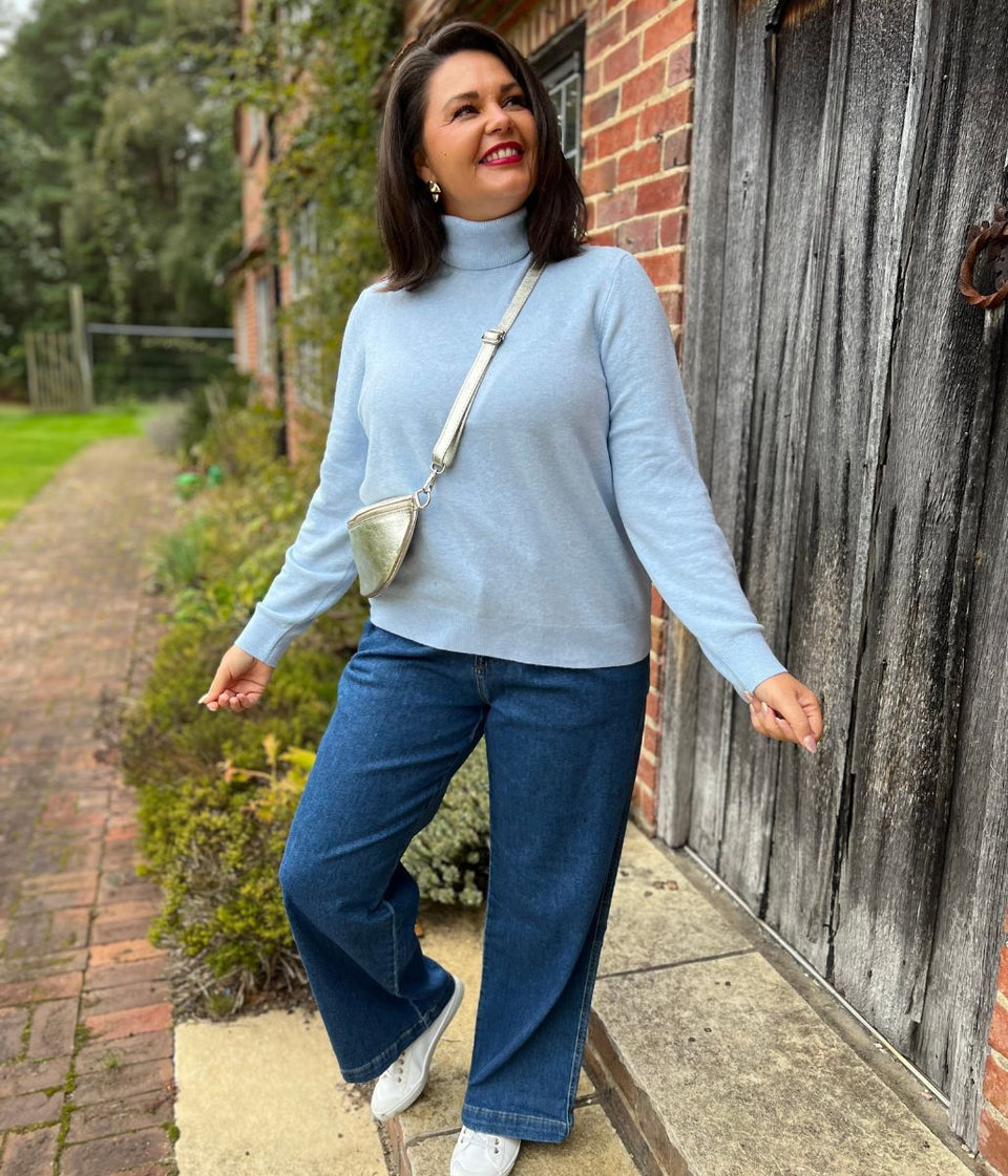 Light Blue Polo Neck Jumper