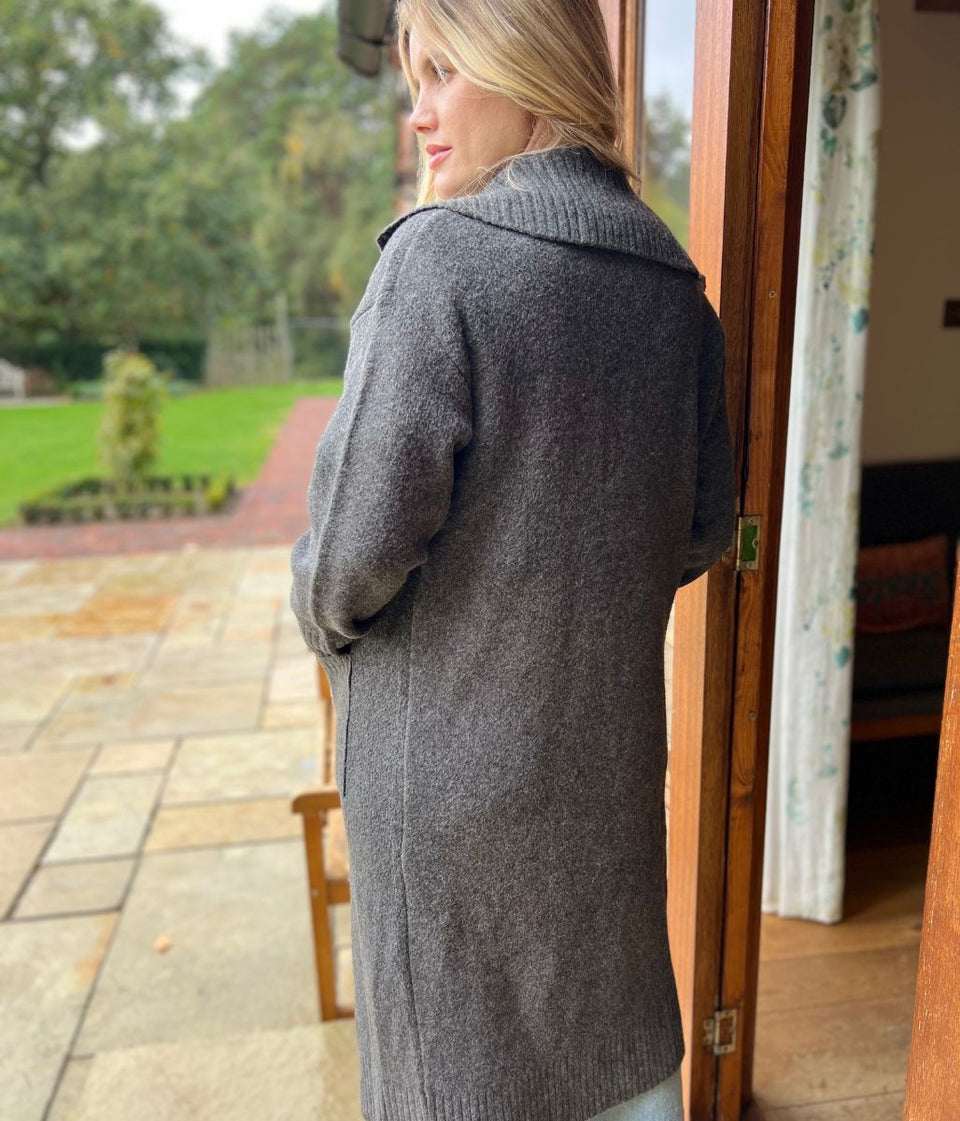 Charcoal Longline Coatigan