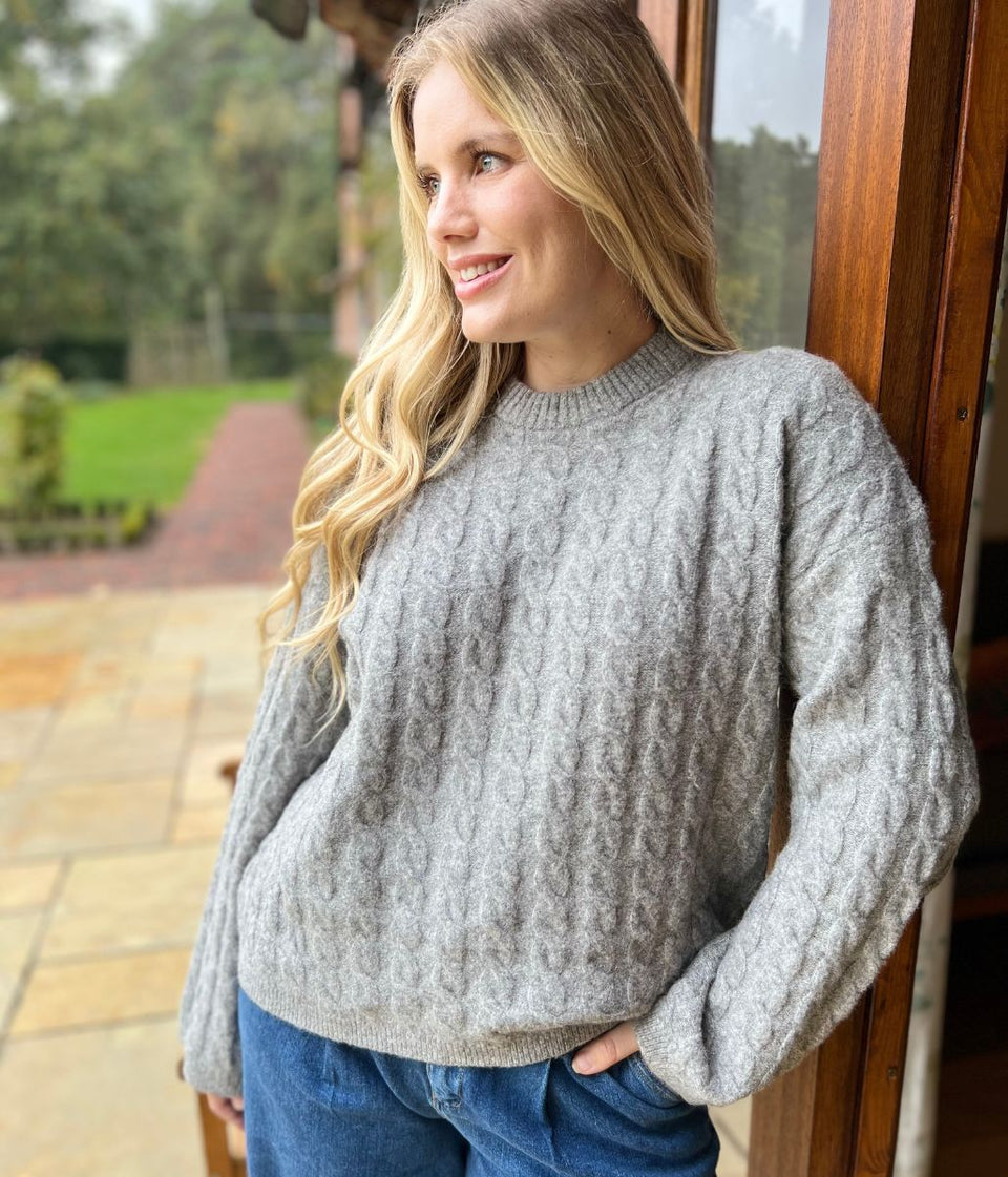 Grey Cable Twist Jumper
