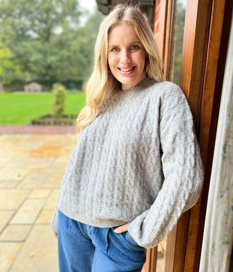 Grey Cable Twist Jumper