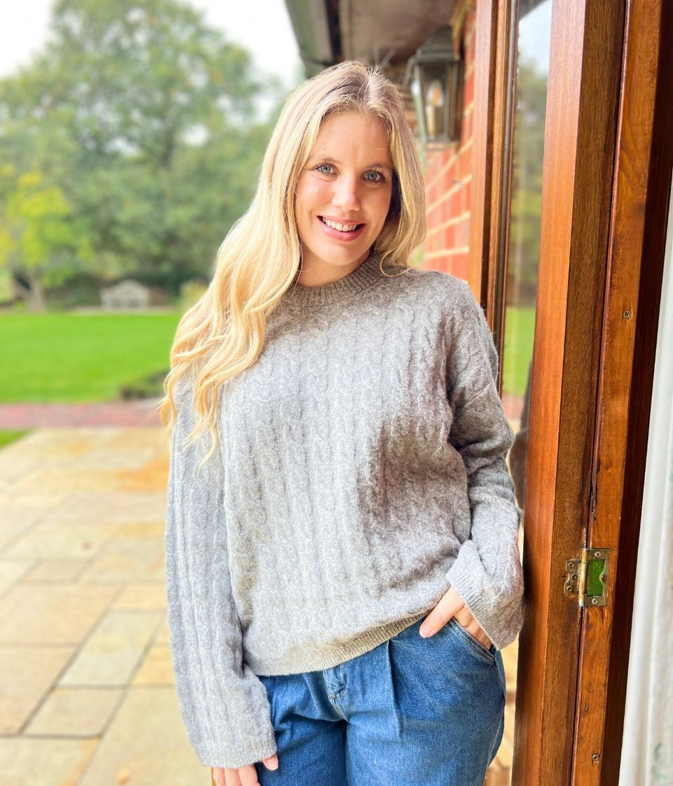 Grey Cable Twist Jumper