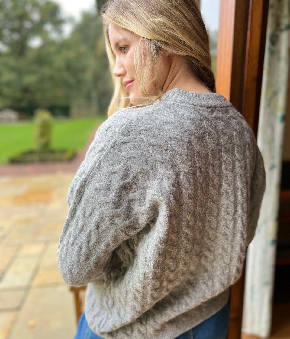 Grey Cable Twist Jumper