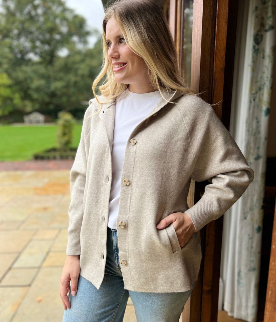 Natural Soft Touch Hooded Cardigan