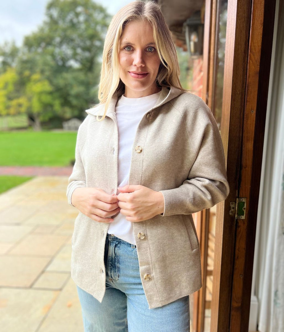 Natural Soft Touch Hooded Cardigan
