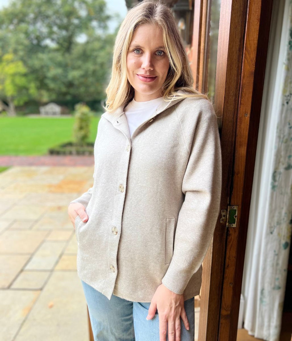 Natural Soft Touch Hooded Cardigan
