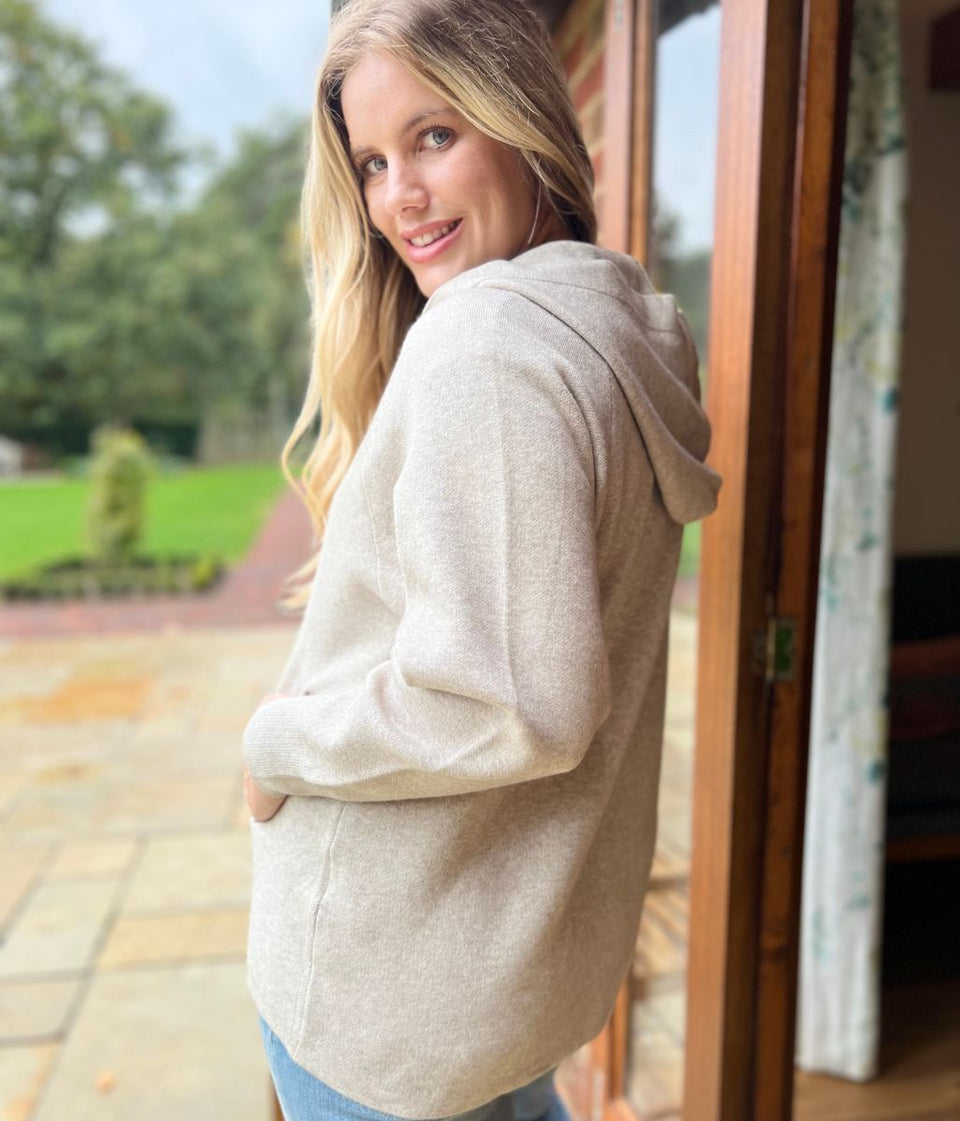 Natural Soft Touch Hooded Cardigan
