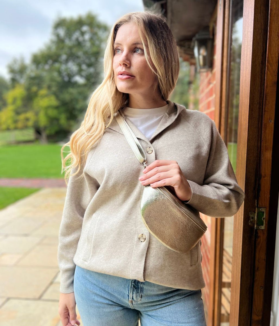 Natural Soft Touch Hooded Cardigan