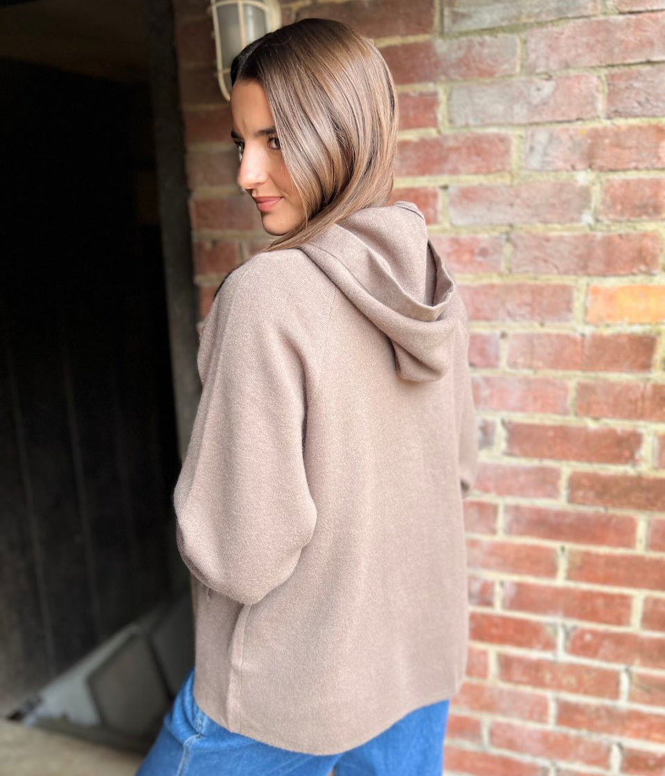 Brown Soft Touch Hooded Cardigan