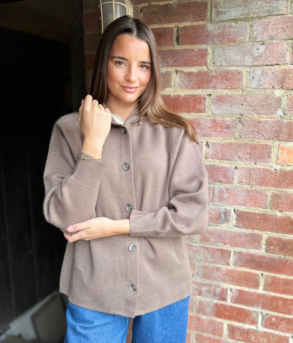 Brown Soft Touch Hooded Cardigan