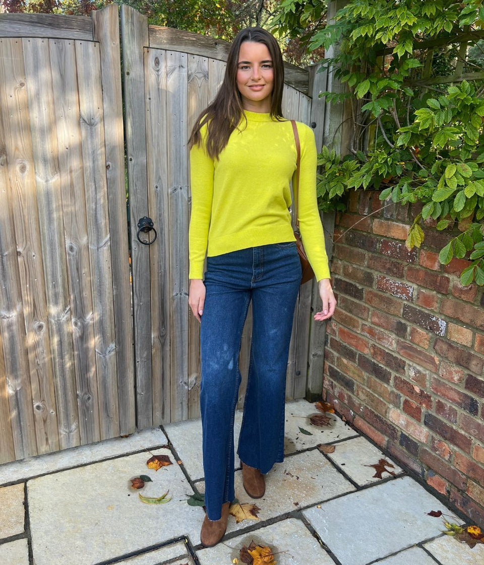 Yellow Air Yarn Crew Neck Jumper