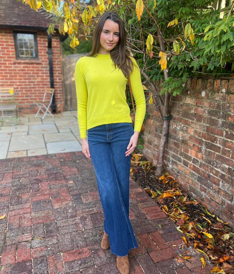 Yellow Air Yarn Crew Neck Jumper