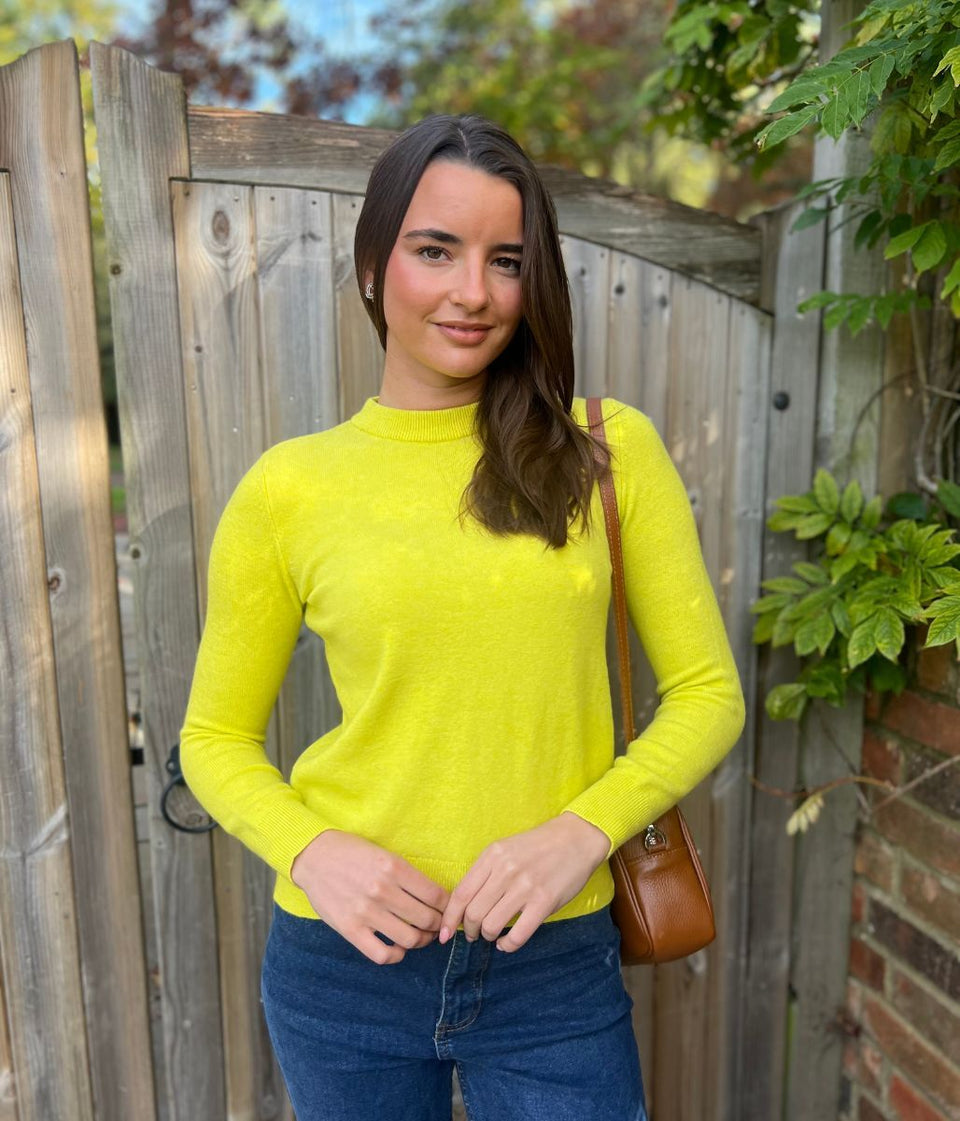 Yellow Air Yarn Crew Neck Jumper