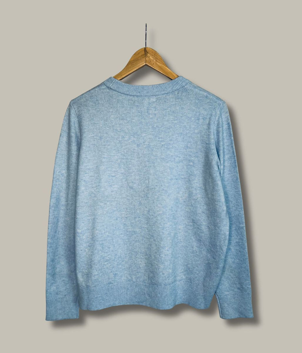 Pale Blue Air Yarn Crew Neck Jumper