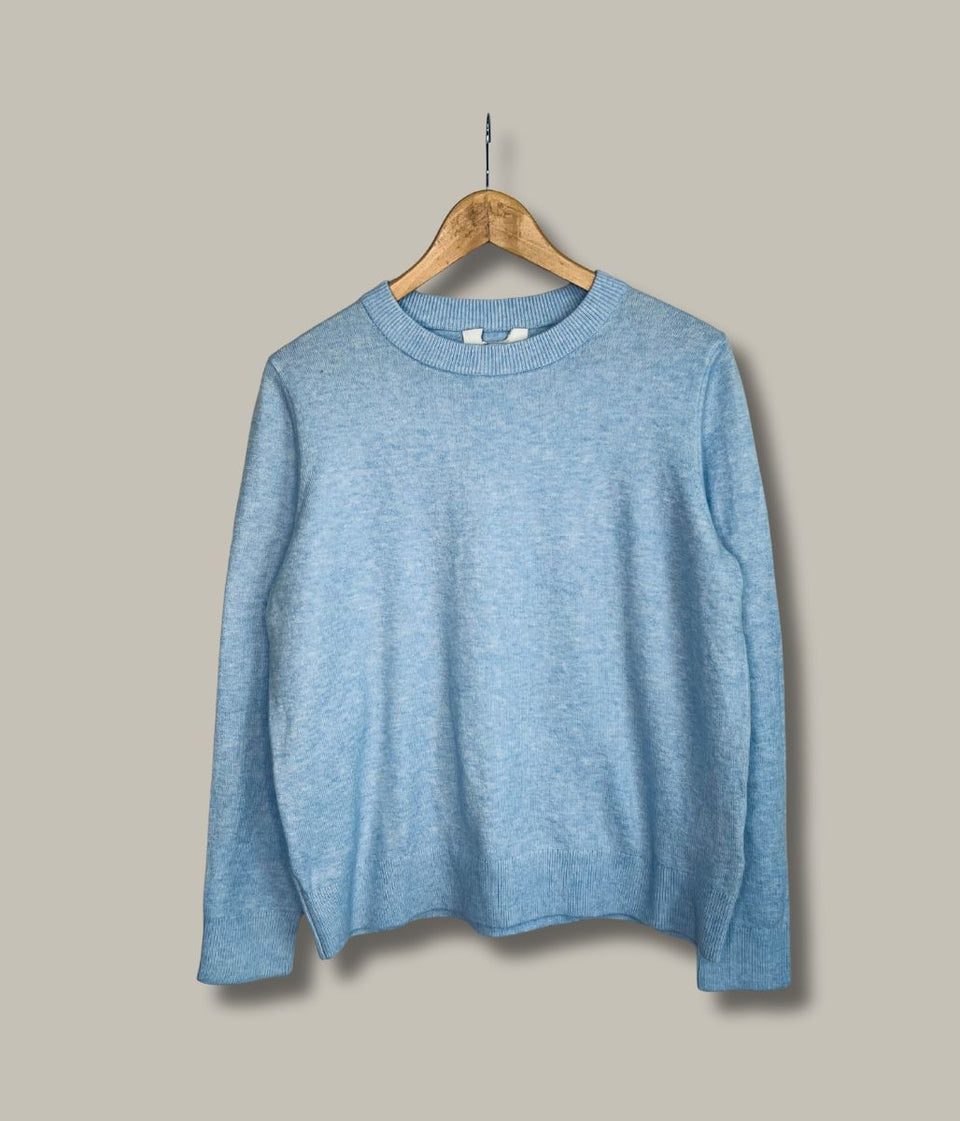 Pale Blue Air Yarn Crew Neck Jumper