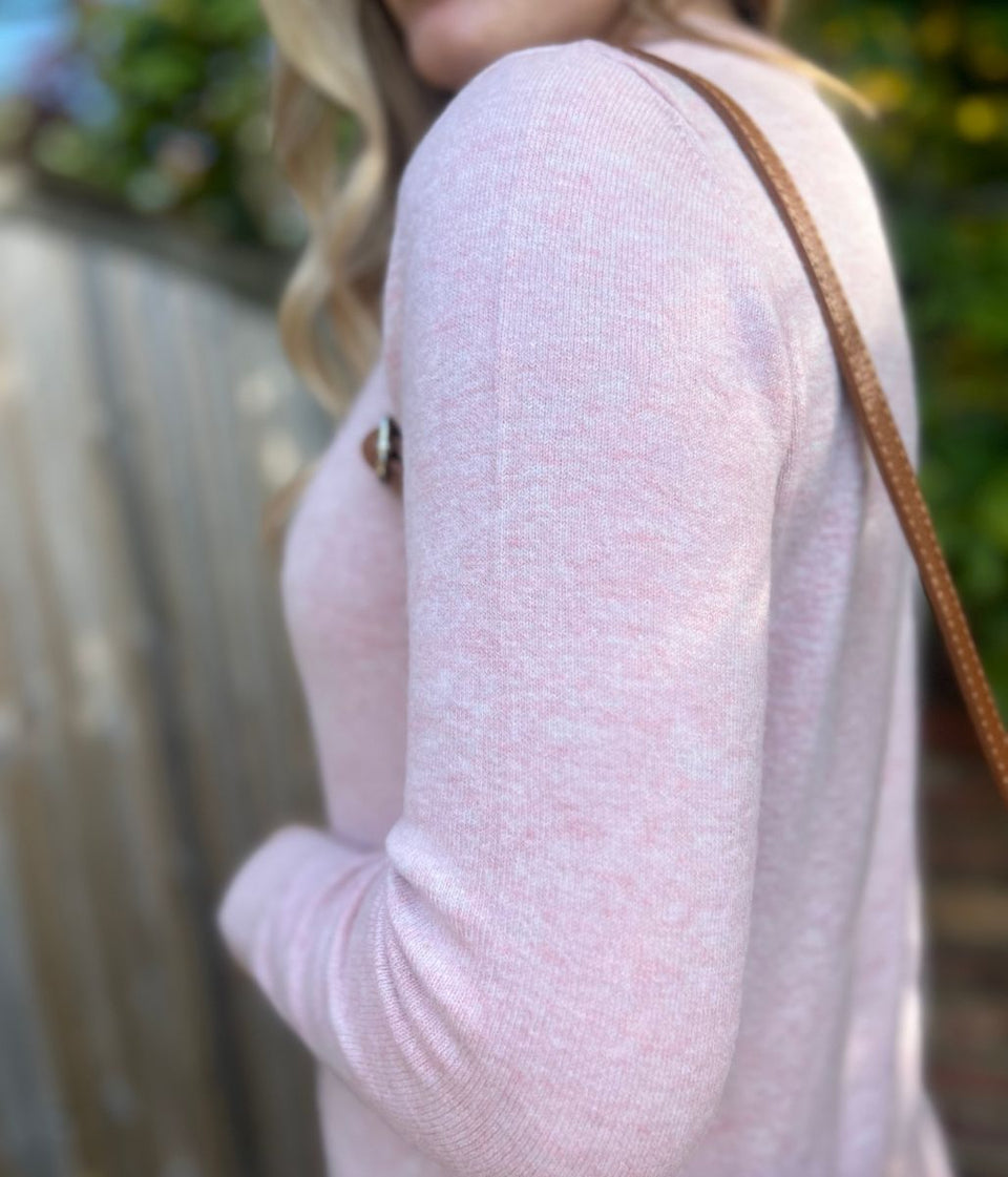 Pale Pink Air Yarn Crew Neck Jumper