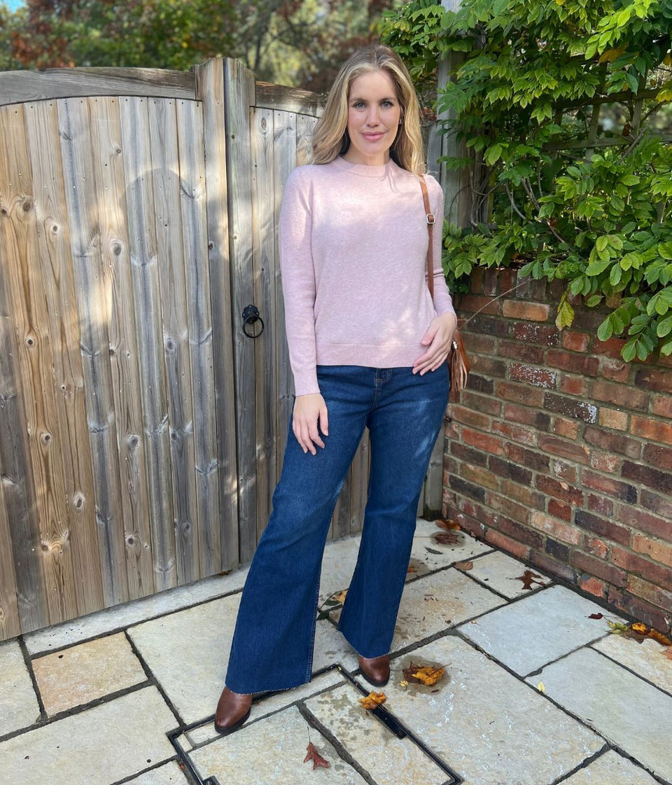 Pale Pink Air Yarn Crew Neck Jumper