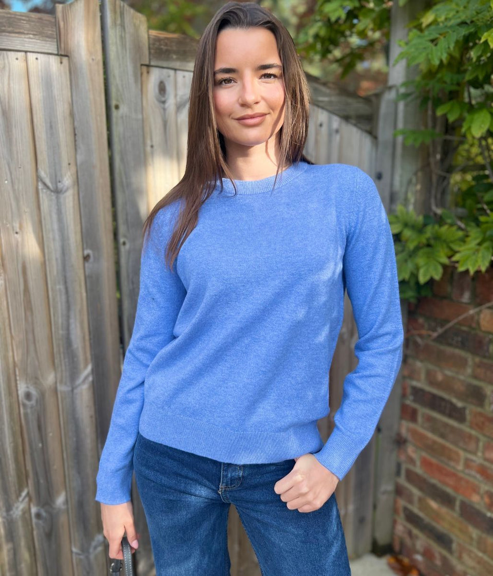 Cornflower Air Yarn Crew Neck Jumper