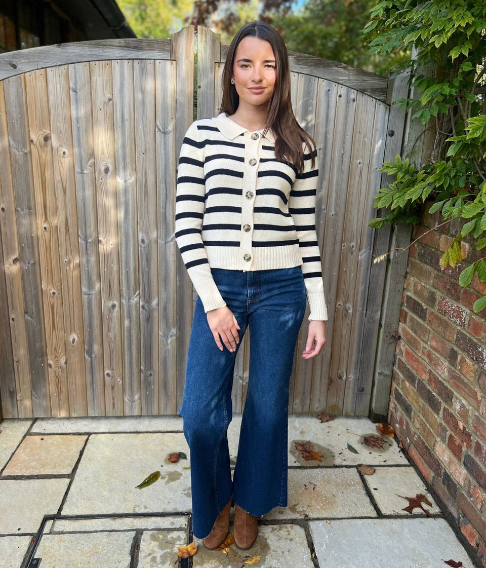 Brave Soul Striped Collared Cardigan