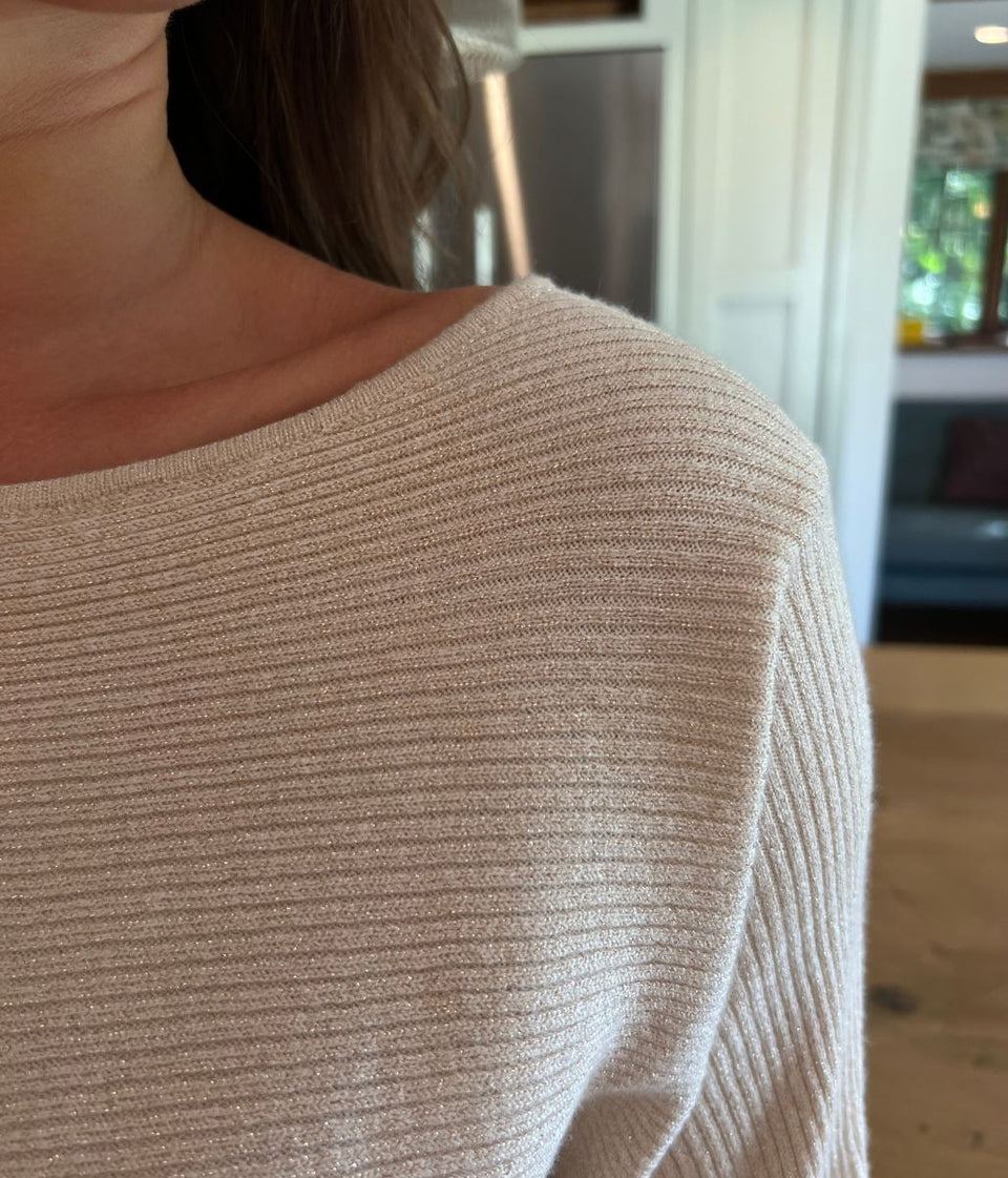 Champagne Sparkle Fine Rib Batwing Jumper