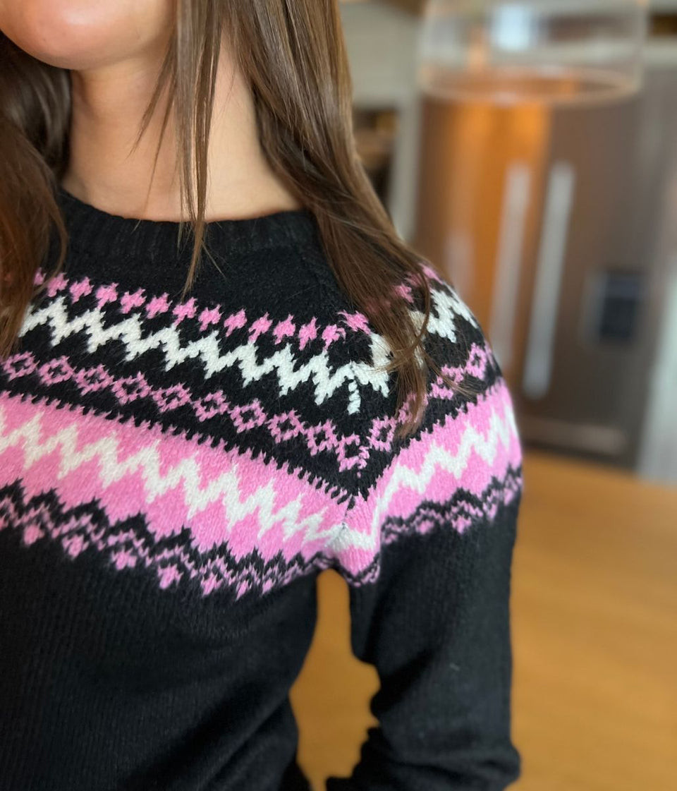 Black & Pink Fairisle Jumper