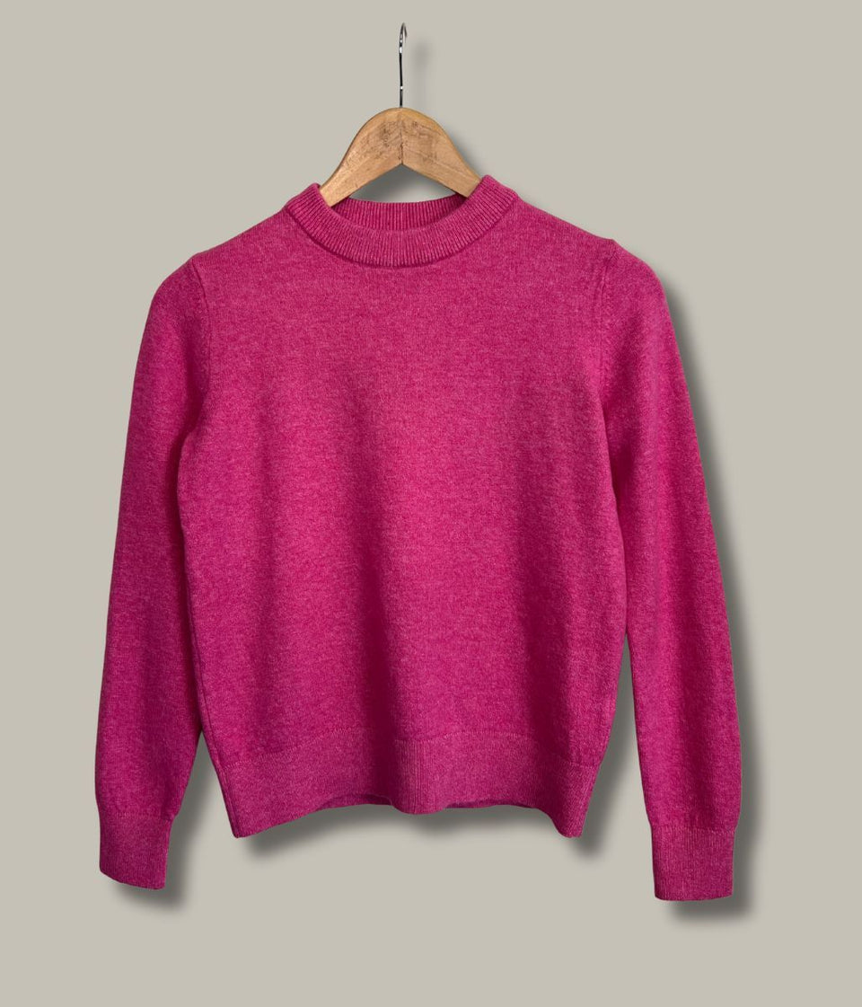 Pink Air Yarn Crew Neck Jumper