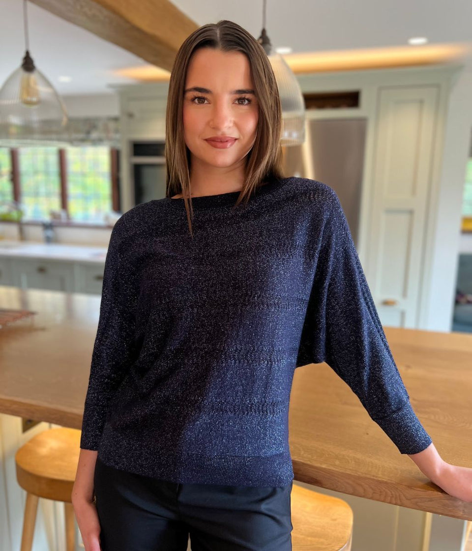 Blue Shimmer Batwing Jumper