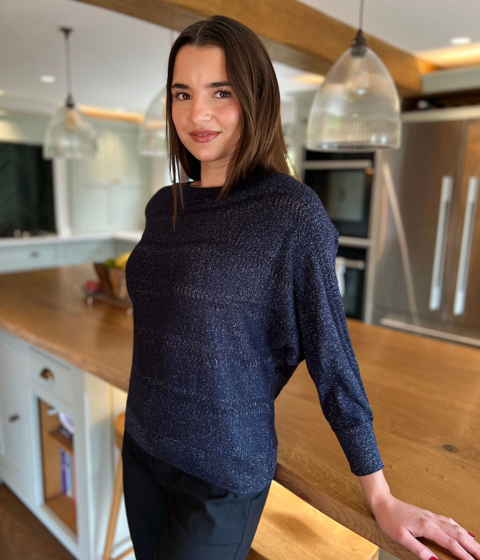 Blue Shimmer Batwing Jumper