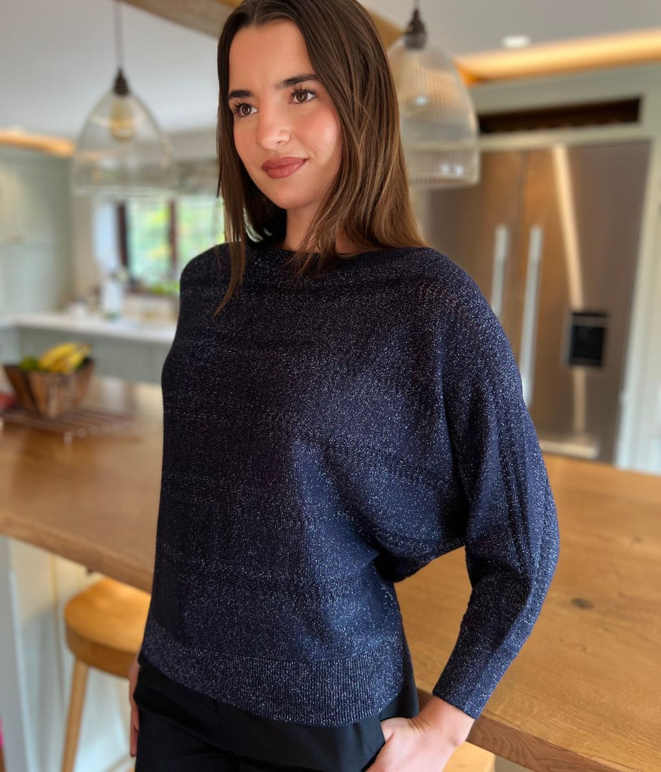 Blue Shimmer Batwing Jumper