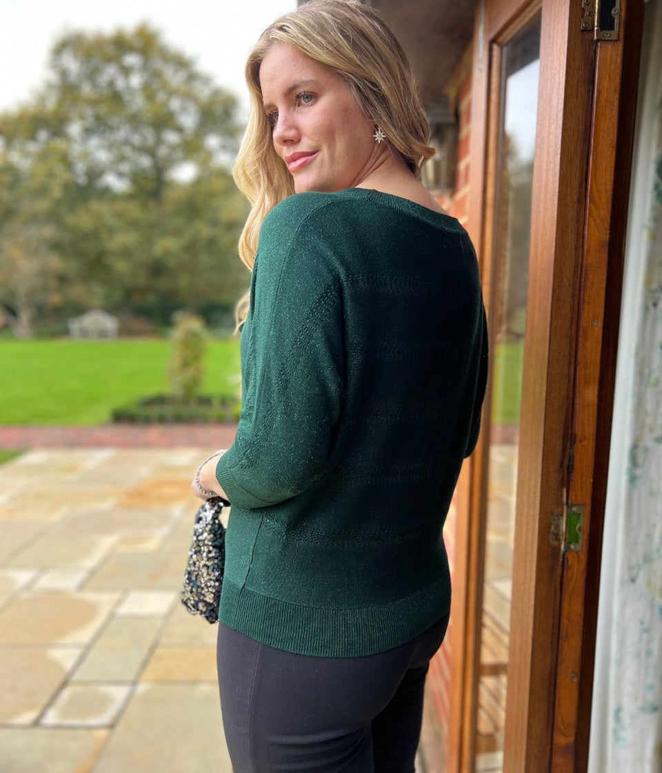 Green Shimmer Batwing Jumper