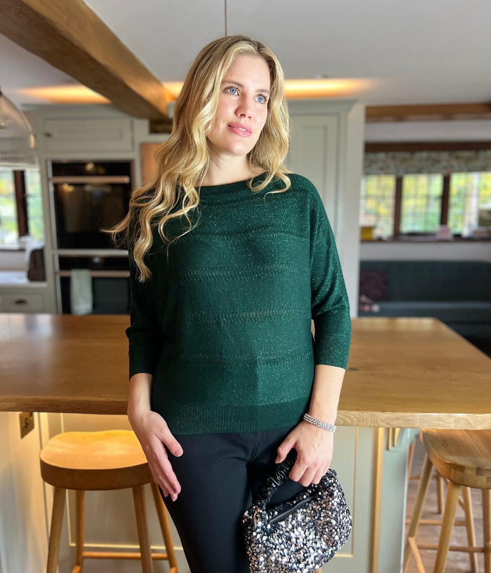 Green Shimmer Batwing Jumper