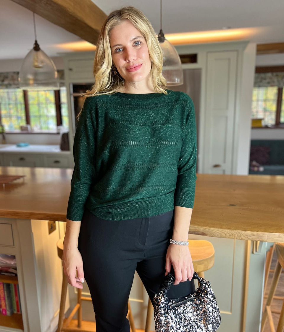 Green Shimmer Batwing Jumper