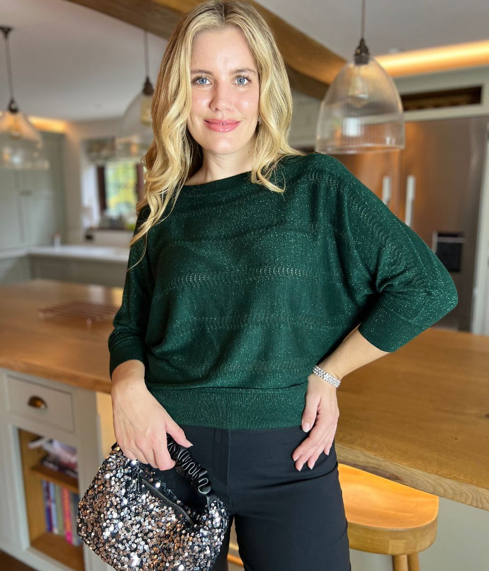 Green Shimmer Batwing Jumper