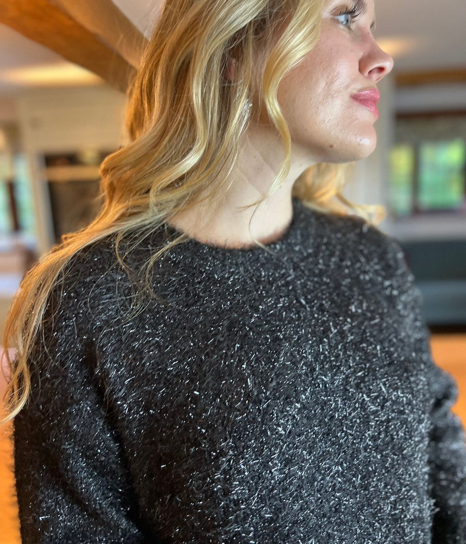 Black Sparkle Brushed Tunic Jumper