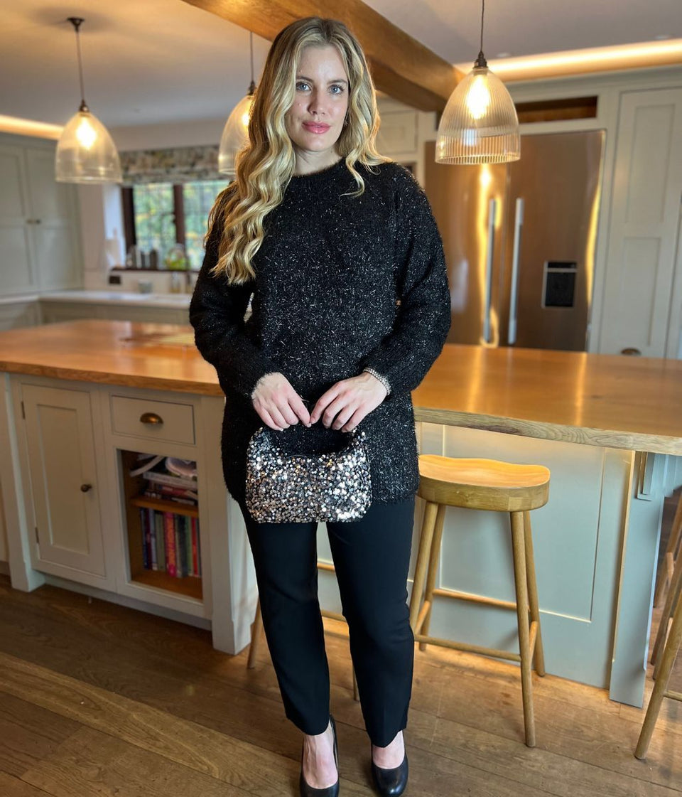 Black Sparkle Brushed Tunic Jumper