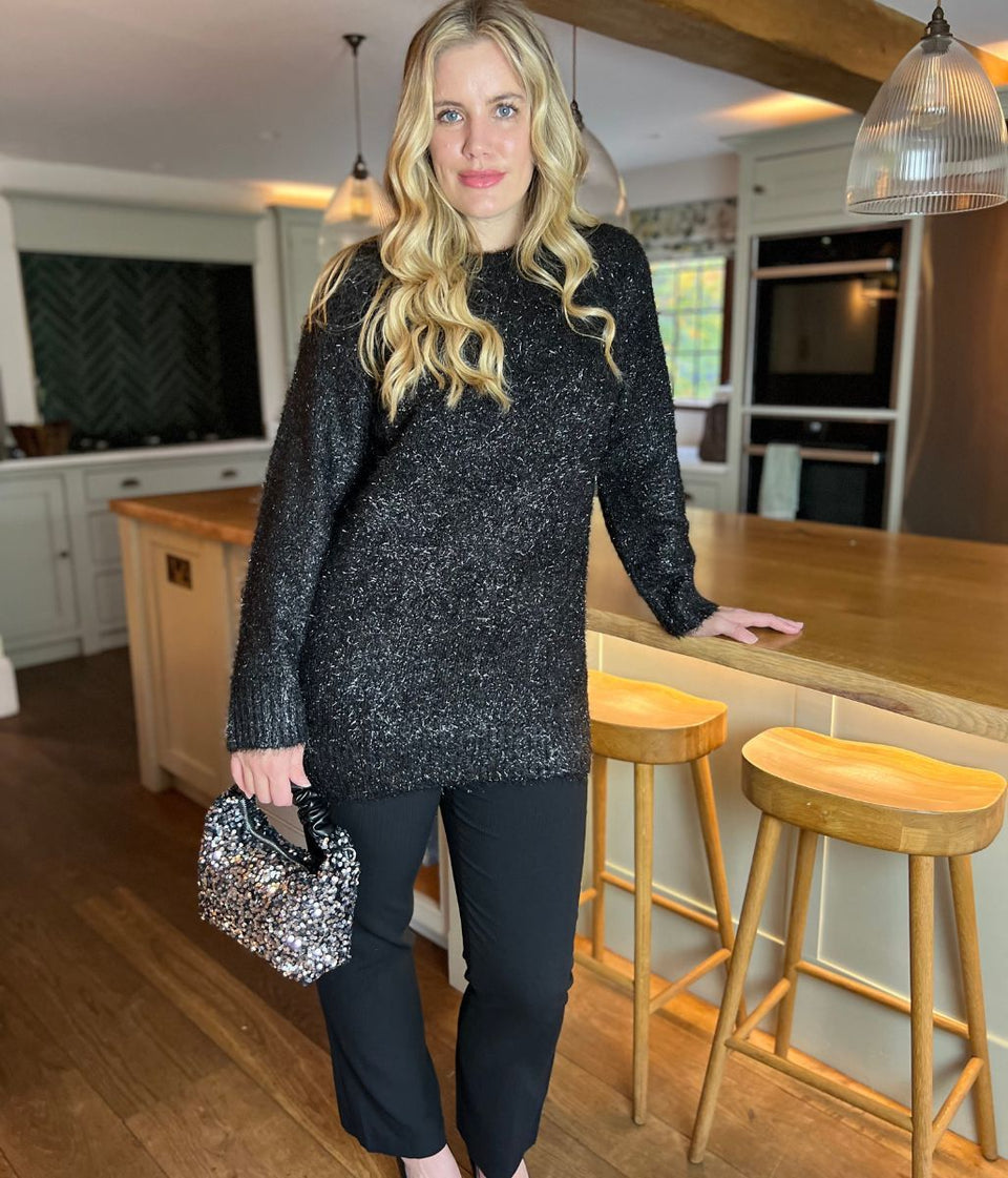 Black Sparkle Brushed Tunic Jumper