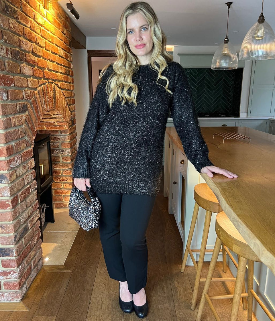 Black Sparkle Brushed Tunic Jumper