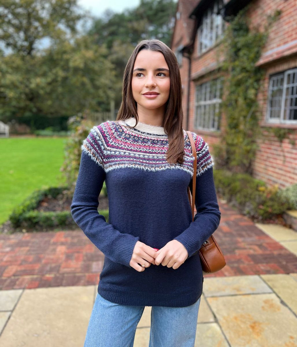 Navy Metallic Fairisle Jumper