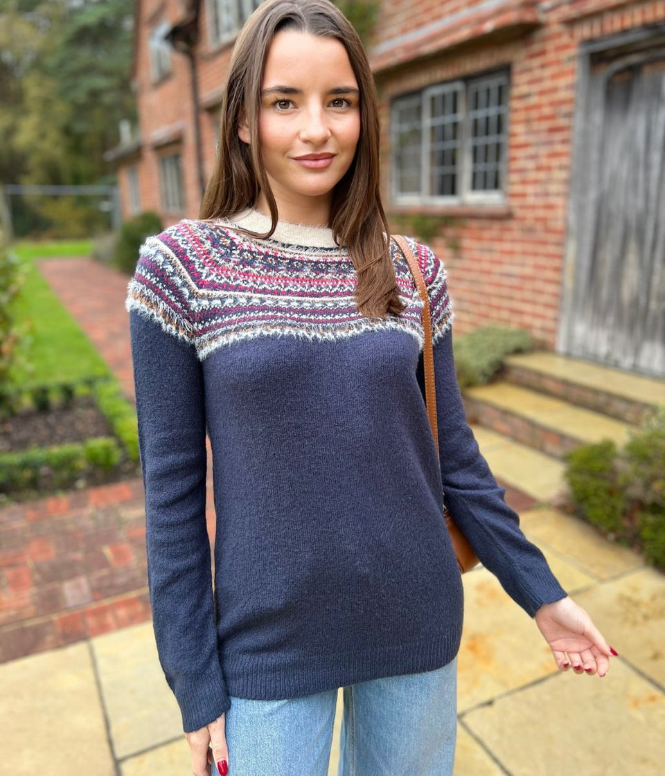 Navy Metallic Fairisle Jumper