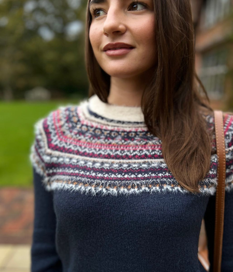 Navy Metallic Fairisle Jumper