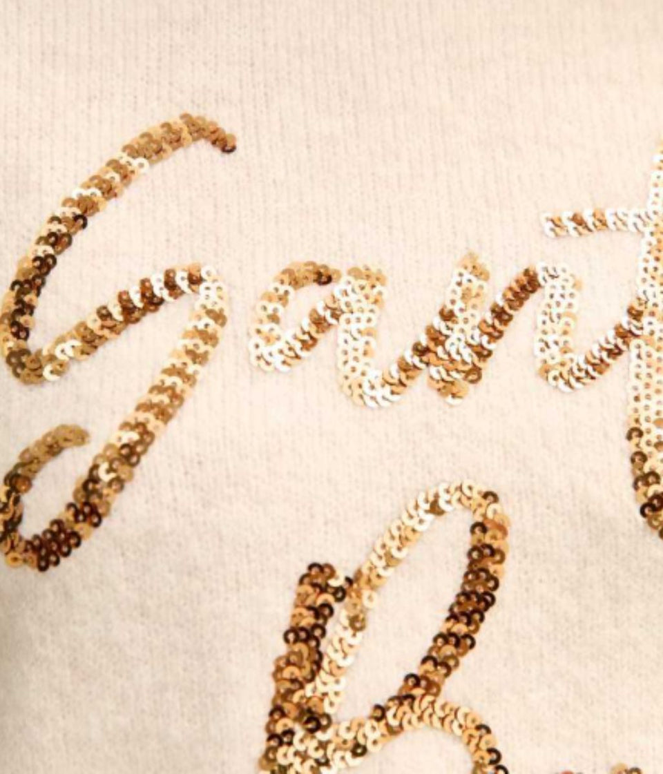 Ecru Christmas Sequin Santa Baby Jumper