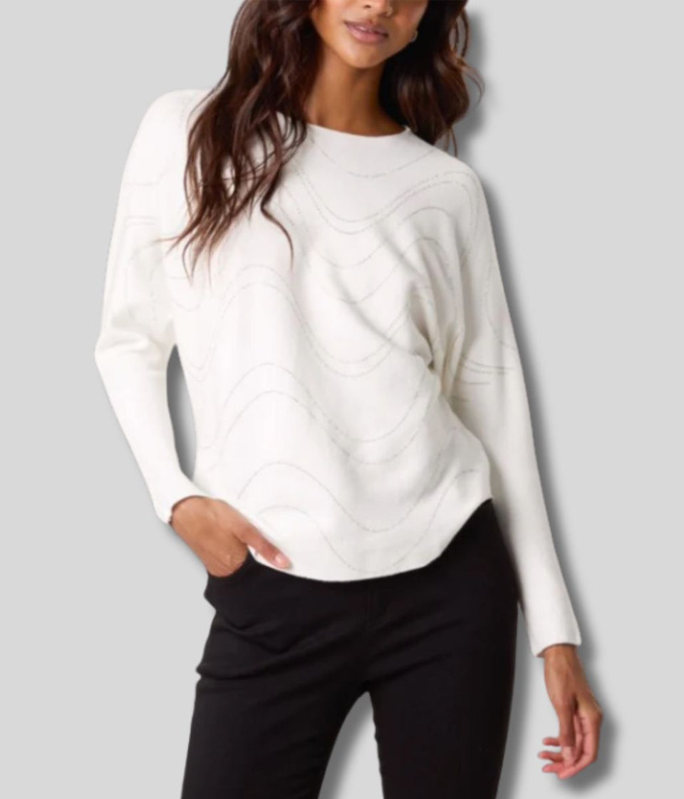 Ivory Embellished Swirl Fine Knit Jumper