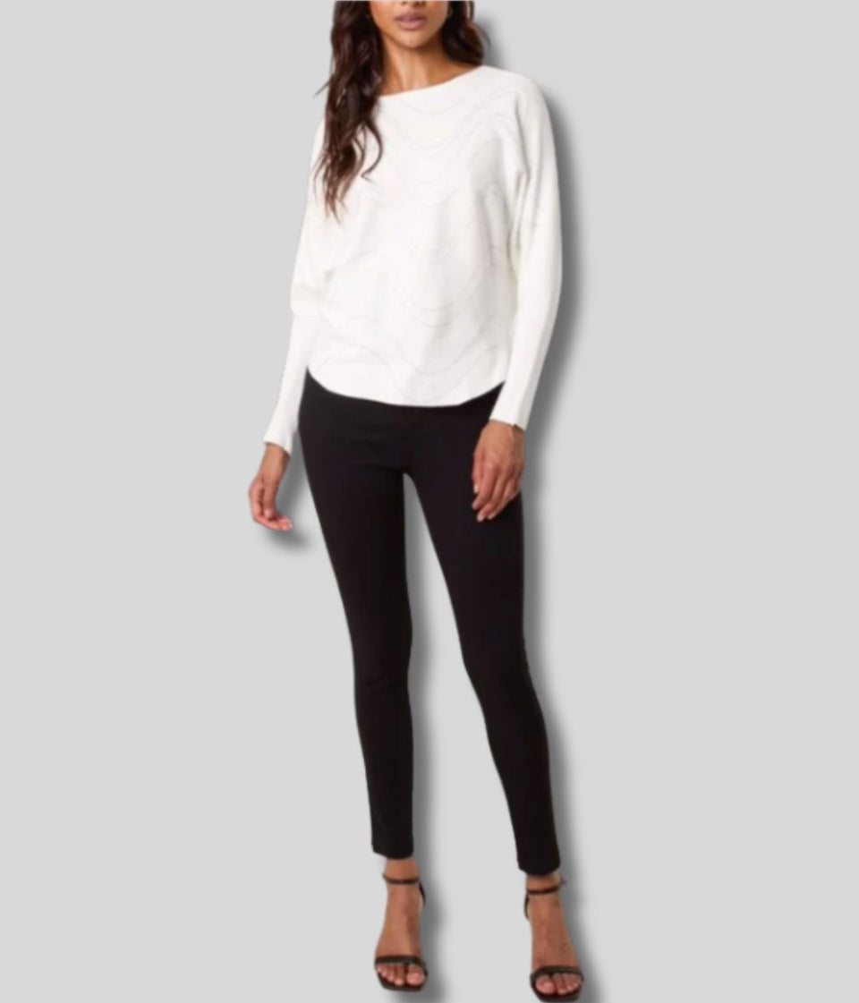 Ivory Embellished Swirl Fine Knit Jumper