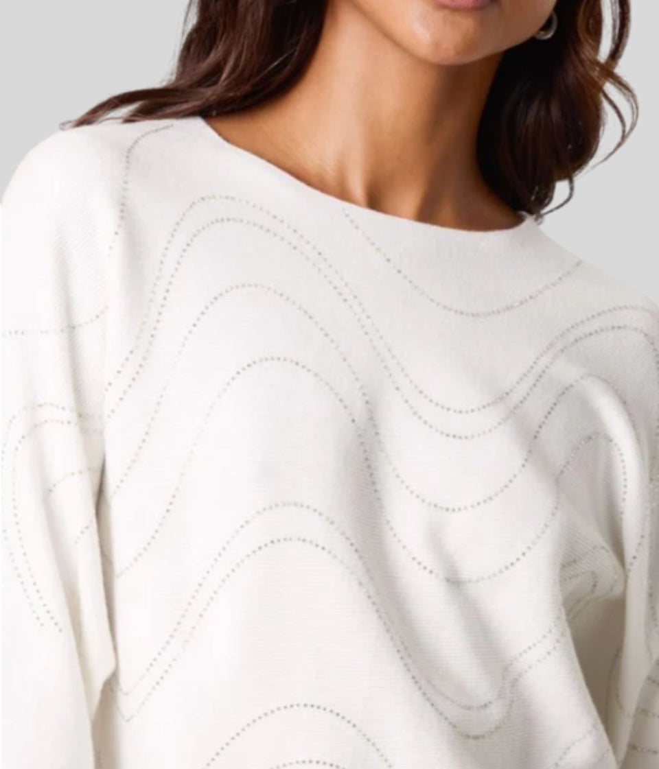 Ivory Embellished Swirl Fine Knit Jumper