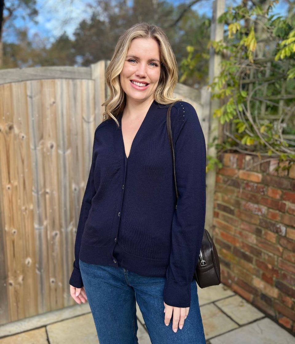 Navy Soft Touch Knitted Cardigan